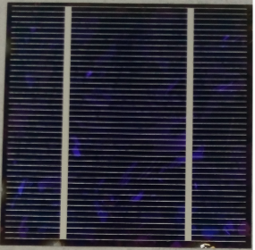 Manufactured m-Si solar cell (after screen printing) with Al leads (contacts)